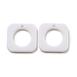 White Opaque Acrylic Pendants, Square Charms, White, 25x25x3.5mm, Hole: 2.5mm, about 333pcs/500g