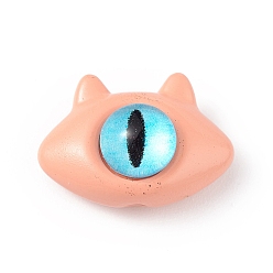 Light Salmon Spray Painted Alloy Beads, with Glass Eye, Cat Head, Light Salmon, 10.5x15x7mm, Hole: 1.5mm