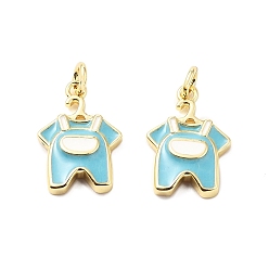 Небесно-голубой Латунь эмаль прелести, с прыжковых колец, подвески для детской одежды, стойки покрытие, реальный 18 k позолоченный, без свинца и без кадмия, долговечный, голубой, 14.5x10x2.5 мм, отверстие : 2.2 мм