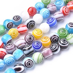 Mixed Color Handmade Millefiori Glass Round Beads Strands, Mixed Color, 12mm, Hole: 1mm, about 32pcs/strand, 14.9 inch