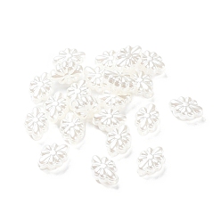 Seashell Color Opaque Acrylic Beads, Metal Enlaced, Flower, Seashell Color, 11.5x8.5x4.5mm, Hole: 1.8mm, about 1790pcs/500g