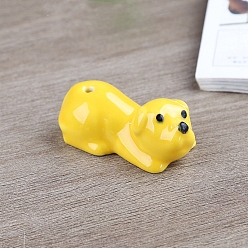 Yellow Ceramic Incense Holders, Home Office Teahouse Zen Buddhist Supplies, Teddy Dog, Yellow, 56x27x20mm