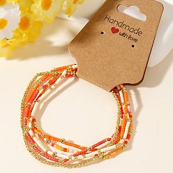 (52) Непрозрачная лаванда 5шт. шикарные летние наборы браслетов ручной работы из разноцветного стекла и бисера, составные браслеты для женщин, разноцветные