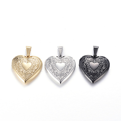 Mixed Color 316 Surgical Stainless Steel Locket Pendants, Heart, Mixed Color, 29x29x7mm, Hole: 9x5mm, Inner: 21x17mm