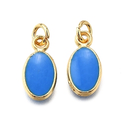 Темно-Голубой Латунь эмаль прелести, с целью перехода в кольце, овальный шарм, стойки покрытие, без кадмия и без свинца, долговечный, золотые, глубокое синее небо, 12x6x2 мм, отверстие : 2.6 мм