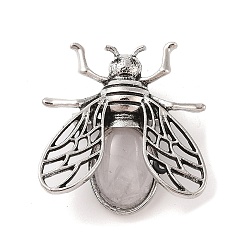 Розовый Кварц Натуральная розовая кварцевая брошь, антикварная брошь в виде пчелы из сплава серебра, 38x36x11.5 мм, отверстие : 5x6 мм