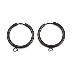 Черный 316 серьги с обручем из нержавеющей стали, с петлей, ионное покрытие (ip), долговечный, чёрные, 25.5x2.5 мм, отверстие : 2.5 мм, штифты : 1 мм