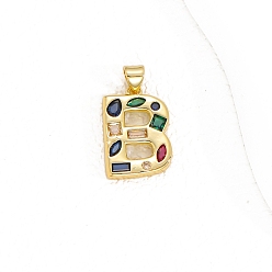 Letter B Латунные микро проложить кубического циркония подвески, письмо амулеты, В письме, 24x15 мм