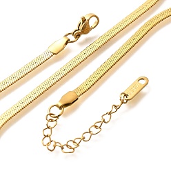 Золотой 3мм плоские ожерелья-змейки из нержавеющей стали для мужчин и женщин, долговечный, золотые, 16.14~17.72 дюйм (41~45 см)
