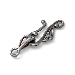 Gunmetal Tibetan Style Hook and Eye Clasps, Lead Free and Cadmium Free, about 12mm wide, 25mm long, Bar: 16mm long, hole: 3mm, LF1157Y, Gunmetal Color