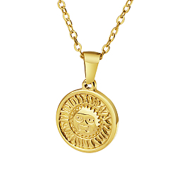 Настоящее золото 18K Стильные 304 подвески-солнечные лучи из нержавеющей стали для женщин на каждый день, реальный 18 k позолоченный, 17.72 дюйм (45 см)