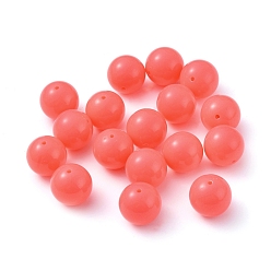Light Coral Fluorescence Chunky Acrylic Beads, Round, Light Coral, 20mm, Hole: 2~3mm, about 105pcs/500g