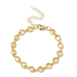Шампанско-Желтый Браслеты-цепочки из латуни в форме сердца, инкрустированные кубическим цирконием, для женщин., стойки покрытие, без кадмия и без свинца, долговечный, золотые, шампанское желтый, 5.91 дюйм (15 см)