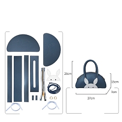 Steel Blue DIY Rabbit Bag Making Kit, Including Cowhide Bag Accessories, Steel Blue, 27x25x7cm