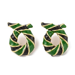 Темно-Зеленый Серьги-гвоздики из латуни с эмалью для женщин, без свинца и без кадмия, реальный 18 k позолоченный, темно-зеленый, 24.5x19.5 мм