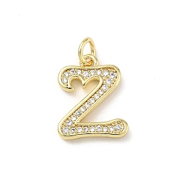 Letter Z Латунные микро проложить кубического циркония подвески, без кадмия и без свинца, долговечный, реальный 18 k позолоченный, с целью перехода в кольце, Письмо Z, 15x12x2 мм, Перейти кольцо: 5x1 мм, 3 мм внутренним диаметром