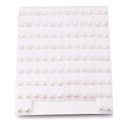 Creamy White Natural Pearl Stud Earrings, Round Ball Post Earrings with 925 Sterling Silver Pins for Women, Creamy White, 8.5~10mm, Pin: 0.7mm