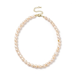 PeachPuff Natural Pearl Beaded Necklaces for Women, PeachPuff, 15.28 inch(38.8cm)