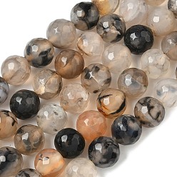 Мокасин Природный агат бисер нитей, окрашенная и подогревом, граненые, круглые, мокасин, 10 мм, отверстие : 0.8 мм, около 37 шт / нитка, 14.96'' (38 см)