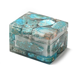 Rectangle Transparent Resin Gift Boxes, with Dyed Natural Imperial Jasper and Magnetic Clasps, Rectangle, 58x45.5x38mm