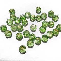 Green Transparent Czech Glass Beads, Pumpkin, Green, 10x8mm