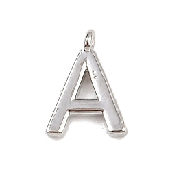 Letter A Латунь прелести, стойки покрытие, долговечный, без кадмия и без свинца, платина, буква a, 9x6.5x1.3 мм, отверстие : 0.8 мм