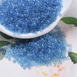 (DB0113) Прозрачный Синий Блеск Бусины miyuki delica, цилиндр, японский бисер, 11/0, (дБ 0113) прозрачный синий блеск, 1.3x1.6 мм, отверстие : 0.8 мм, Около 2000 шт / 10 г
