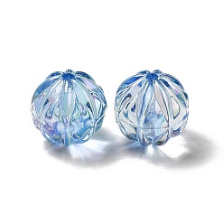 Light Sky Blue UV Plating Transparent Rainbow Iridescent Acrylic Beads, Round, Light Sky Blue, 15.5x15mm, Hole: 2mm