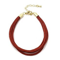 Красный Женские полиэстеровые браслеты, многожильных браслеты, золотые, красные, 7.24 дюйм (18.4 см)