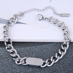 silver Stylish Minimalist Titanium Steel Bracelet with Personality and Charm