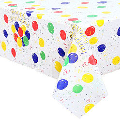 Balloon Disposable PE Plastic Tablecloths, for Party, Rectangle, Colorful, Balloon Pattern, 2700x1370mm