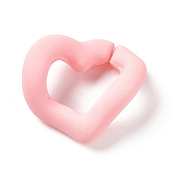 Pink Opaque Acrylic Linking Rings, Quick Link Connectors, Macaron Color, Twisted Heart, for Curb Chain Making, Pink, 18x20.5x8mm, Inner Diameter: 7.5x12mm