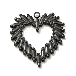 Black Ion Plating(IP) 304 Stainless Steel Pendants, Heart Charm, Black, 25x24x2mm, Hole: 1.8mm
