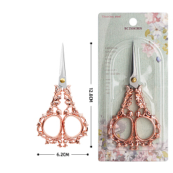 Rose Gold & Stainless Steel Color Stainless Steel Scissors, Embroidery Scissors, Sewing Scissors, with Zinc Alloy Handle, Rose Gold & Stainless Steel Color, 128x62mm