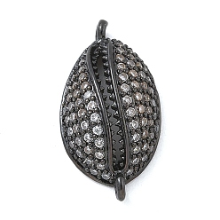 Черный Цвет Металла Стойка покрытие латунь микропаве прозрачный кубический цирконий раковина разъем подвески, долговечный, без кадмия и без свинца, металлический черный , 19.5x10x4.5 мм, отверстие : 1 мм