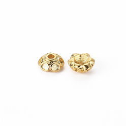 Real 18K Gold Plated Brass Bead Caps, 6-Petal, Flower, Real 18K Gold Plated, 6x2.5mm, Hole: 1.4mm