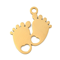 Золотой Ионное покрытие (ip) 304 подвески из нержавеющей стали, лазерная резка, очарование следа, золотые, 26x21.5x1 мм, отверстие : 2.5 мм