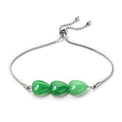 Green Colorful Heart-shaped Natural Stone Beaded Anklet/Bracelet Jewelry
