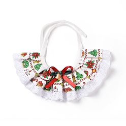 Colorful Cloth Pet's Christmas Lace Bandanas, Xmas Dog Cat Collar Bibs, with Resin Bells & Findings, Colorful, 615x11.7mm