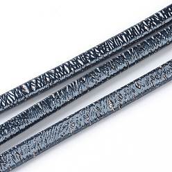 Prussian Blue Imitation Leather Cords, Prussian Blue, 5x2.5~3mm, about 109.36 yards(100m)/bundle