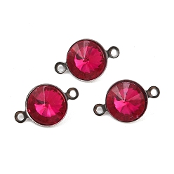 Малиновый Подвески-коннекторы со стеклянным конусом, с 304 установками из нержавеющей стали, цвет нержавеющей стали, малиновый, 8.5x14.5x5 мм, отверстие : 1 мм