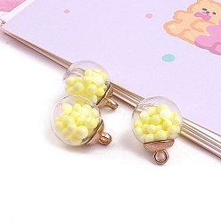 Желтый Стеклянные подвески, с пенопластовым шариком, круглые, желтые, 16 мм