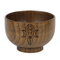 Human Moon Phase Goddess Wooden Bowl Ornament, for Altar Ceremony Ritual Use Decoration, 90~100mm