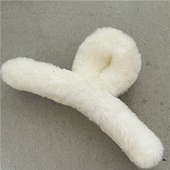 J136-B22 Off-White Cute 13cm Plush Bunny Hair Clip for Autumn/Winter Cream-colored Hairstyles
