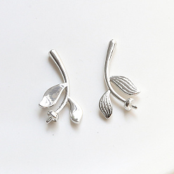 Platinum Brass Leaf Head Pins, for Baroque Pearl Making, Platinum, 20x11mm