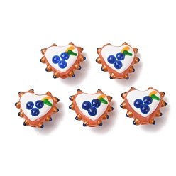 Blueberry Бусины из стеклянной эмали, окрашенные методом запекания, бусины ручной работы, ухабистое сердце, белые, черника, 16x16.5x9.5 мм, отверстие : 1.2 мм