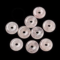 Rose Quartz Natural Rose Quartz China Safety Buckle Pendants, 15~16x3~4mm, Hole: 3mm