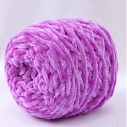Medium Orchid Wool Chenille Yarn, Velvet Cotton Hand Knitting Threads, for Baby Sweater Scarf Fabric Needlework Craft, Medium Orchid, 5mm, 95~100g/skein