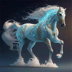 Horse Chinese Zodiac Signs DIY 5D Diamond Painting Kits, including Resin Rhinestones, Diamond Sticky Pen, Tray Plate and Glue Clay, Horse, 300x300mm