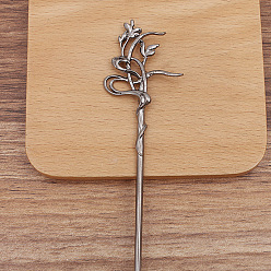 Gunmetal Flower Alloy Hair Sticks, Gunmetal, 183x34mm